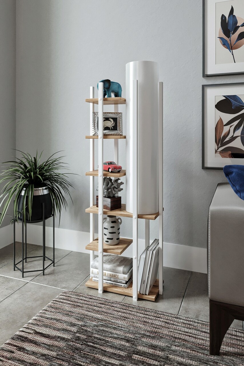 Lampadar, Opviq, 390FLH2152, Alb / Natural - imagine 6